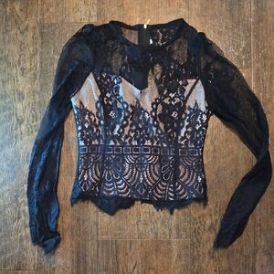 Elegant Black Lace Women's Top